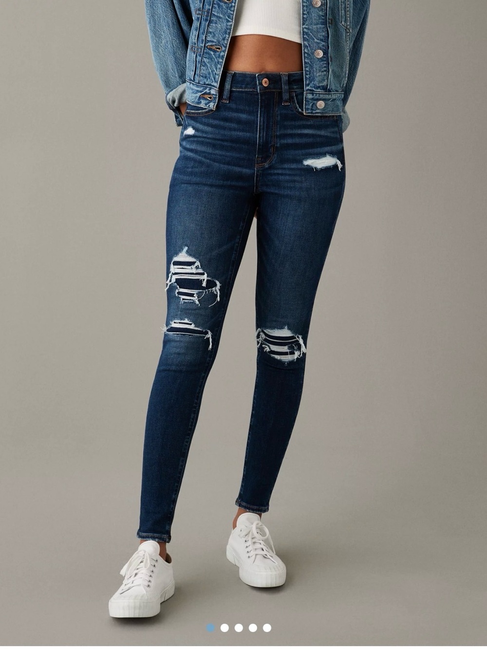 American Eagle Outfitters Distressed High-Rise Jeans Jeggings Crop Women's Size